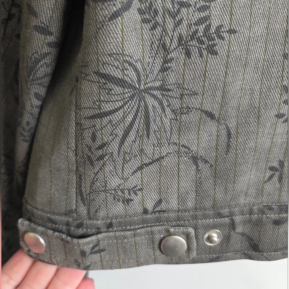 Hunt Club Charcoal Cotton Floral Military Blazer Jacket Women's Size Medium - Picture 13 of 16